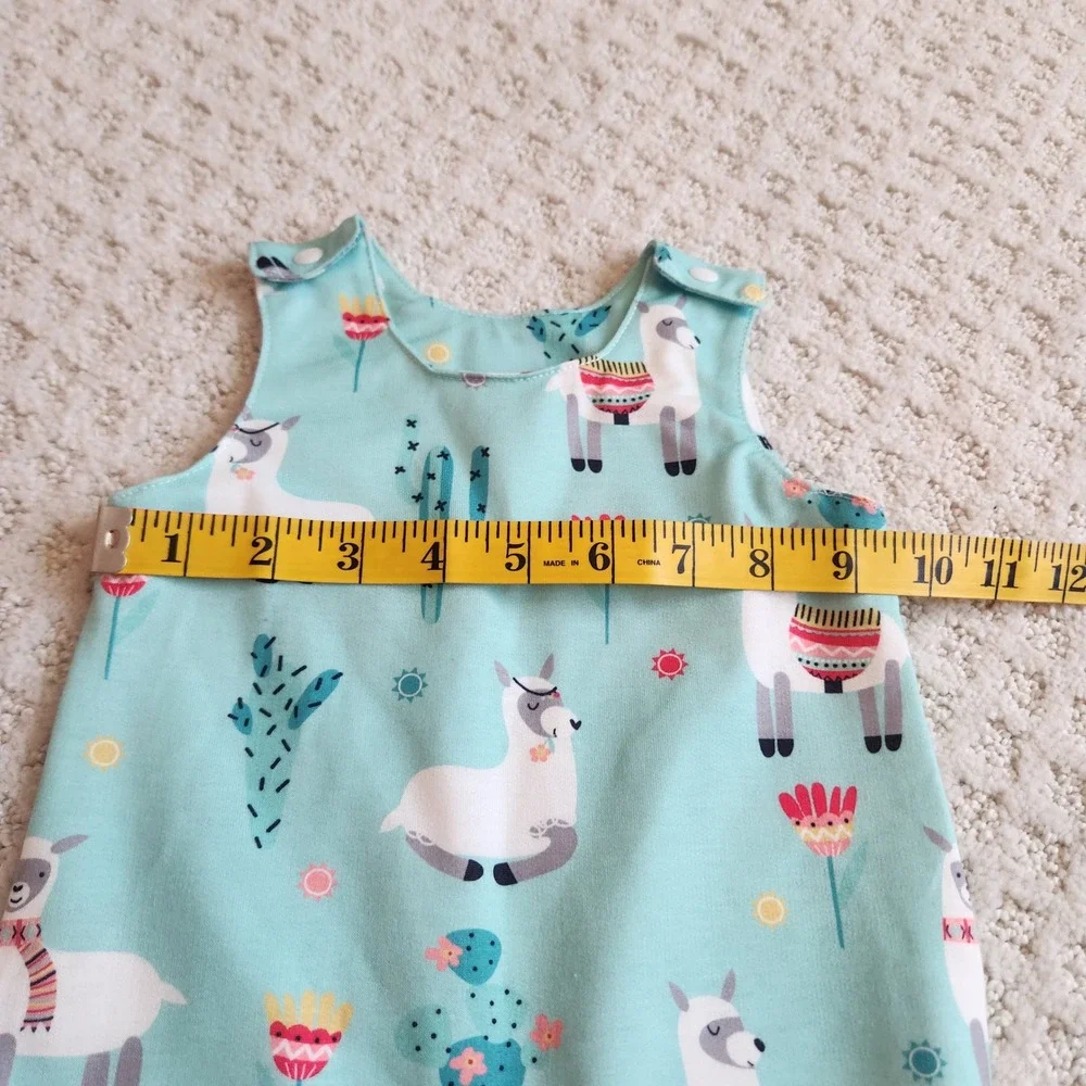Llama Cactus Print Baby Romper Sleeveless Snap Jumpsuit Size 60/ 0-3 months NWOT